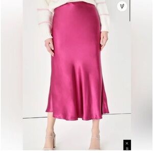 Lulus Pink Fushia Satin Skirt Size XS
